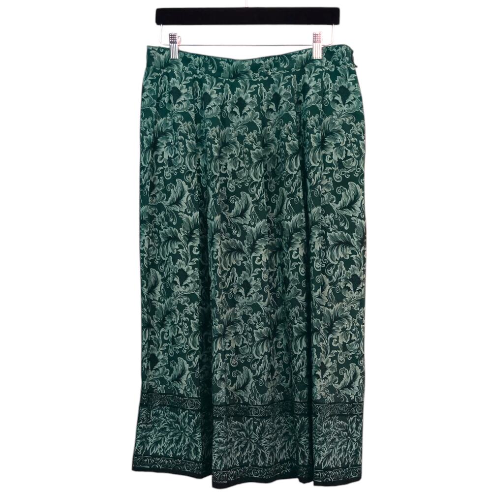 VINTAGE KORET Long Pleated Midi Skirt XL Pockets Floral Boho Cottage‎ Career